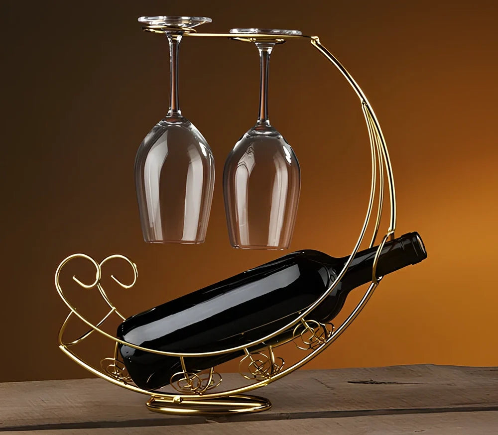 Stainless steel wine rack measuring 320mm wide with wine bottle storage
