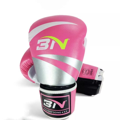 Muay Thai boxing gloves in various colors and sizes for training and punching