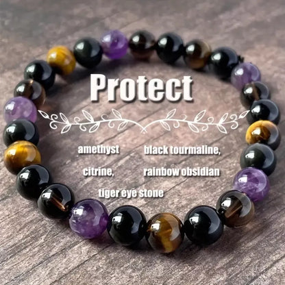 Tigereye Protection Bracelet with 18mm star-shaped natural stone beads for men and women