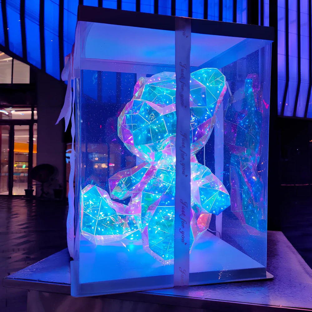 USB-powered Christmas decorations with magic glow bear and tree designs on dark background