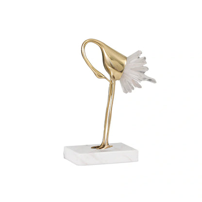 Left-facing crystal crane ornament with marble base in three size options