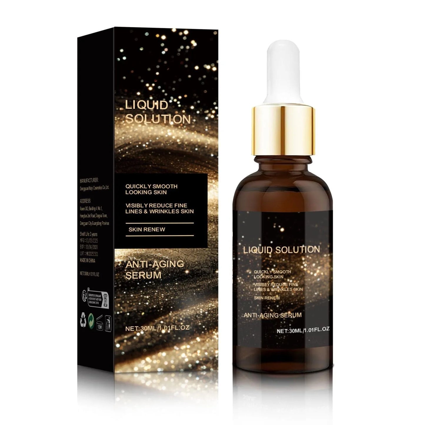 30ml facial moisturising solution bottle with glycerin and hyaluronic acid