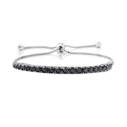 Black round micro inlaid zircon women's bracelet with subtle sparkle