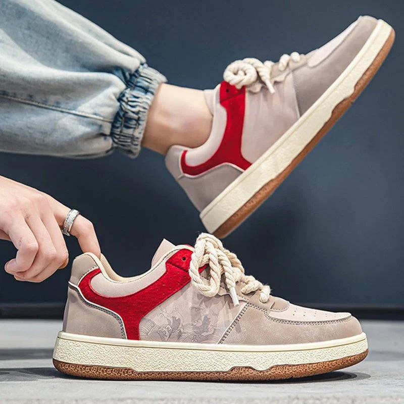 Comfortable lace-up casual shoes for stylish men, featuring a soft, thick sole, breathable design, and trendy color options
