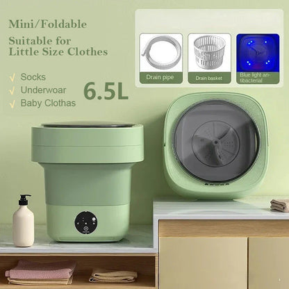 Compact, foldable portable washing machine with three timer settings and energy-efficient design