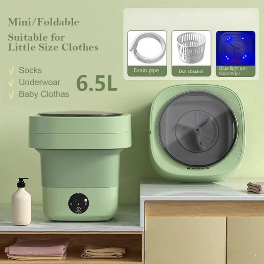 Compact, foldable portable washing machine with three timer settings and energy-efficient design