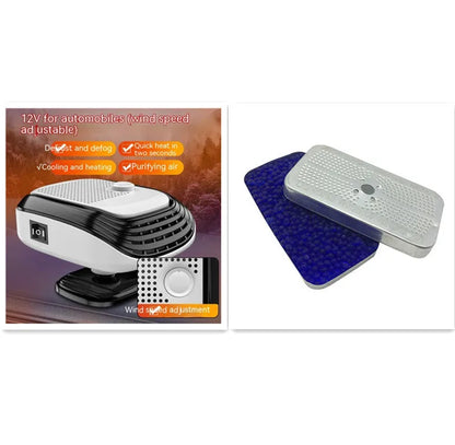 White and green 12V 24V car warm air blower heater with adjustable temperature settings