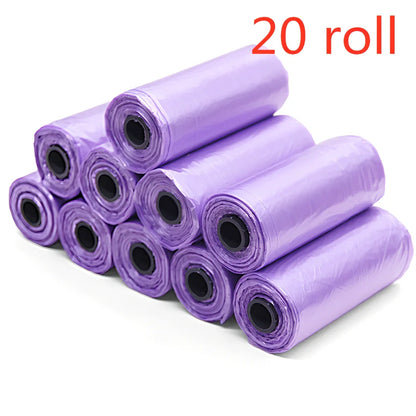Pack of green solid colour pet waste bags in 20PCS quantity for dog and cat poop pickup