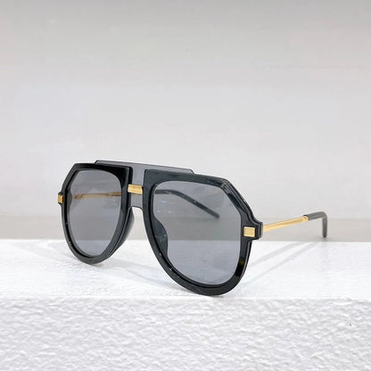Black leopard print large frame elliptical sunshade glasses with PC lenses
