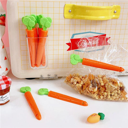 Moisture-Proof Carrot Shaped Bag Clips for Sealing and Organizing Food Bags
