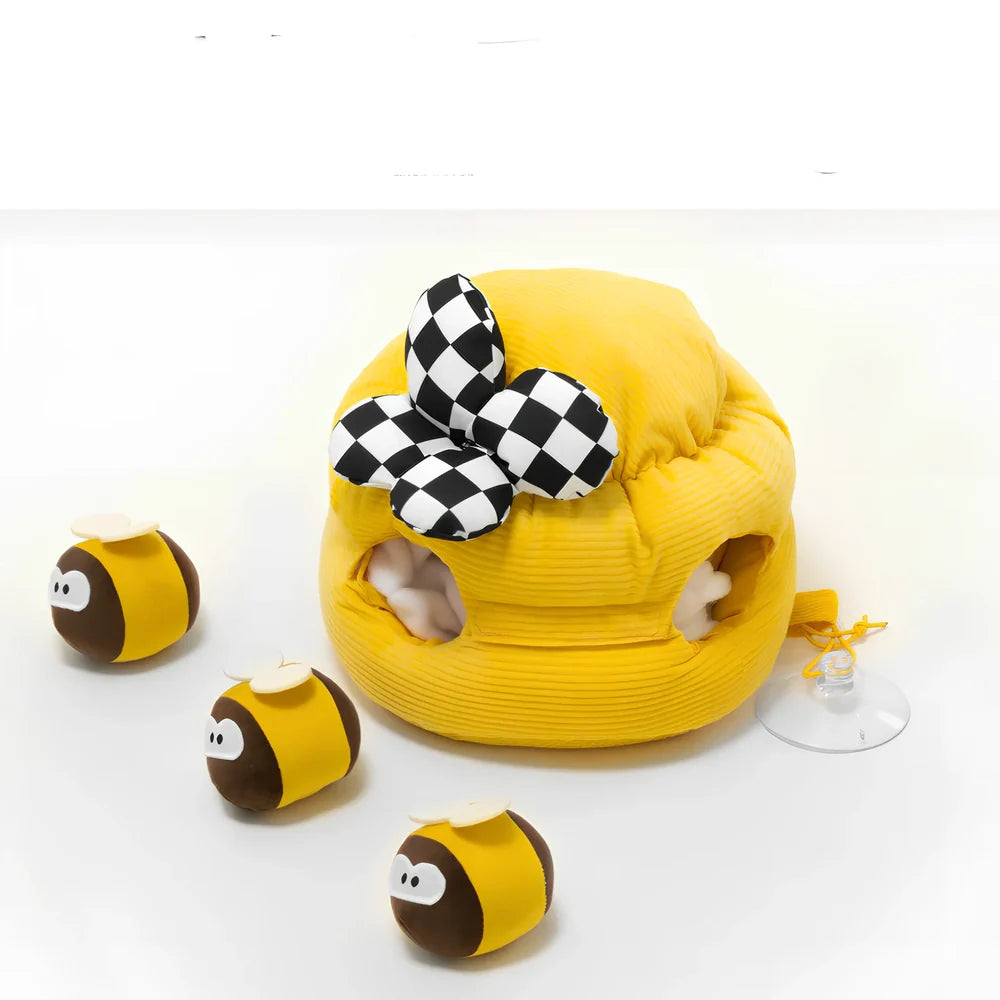 25cm circular dog toy with honey digging pattern and sound bees for food hiding educational play