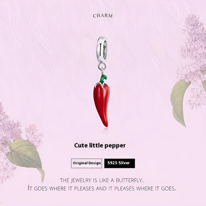 Leaf-shaped S925 sterling silver pendant with a Korean pepper style design and electroplated BSC461 finish.
