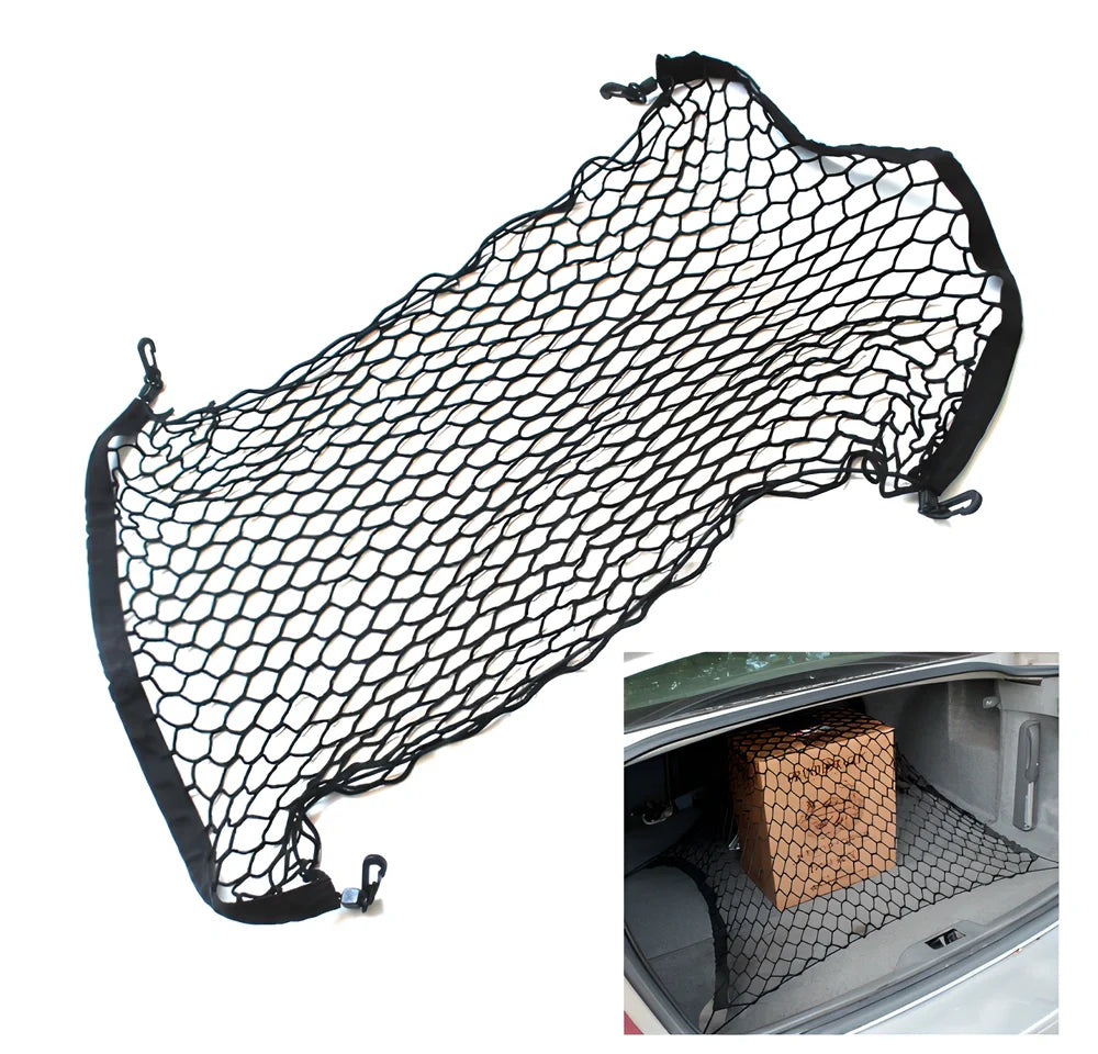 Spacious 40cm x 90cm nylon net car trunk organizer for storing groceries, sports equipment, and other bulky items