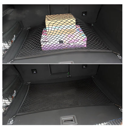 Spacious 40cm x 90cm nylon net car trunk organizer for storing groceries, sports equipment, and other bulky items