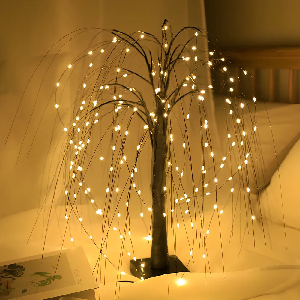 Copper wire decorative night light with 192 LED beads arranged on flexible 500mm branches