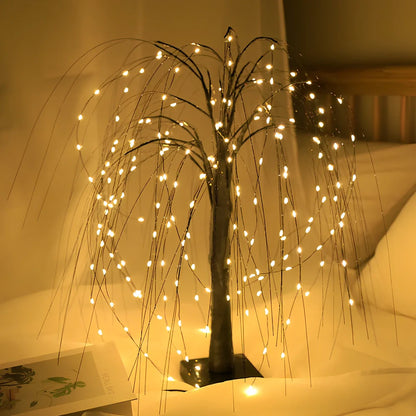 Copper wire decorative night light with 192 LED beads arranged on flexible 500mm branches