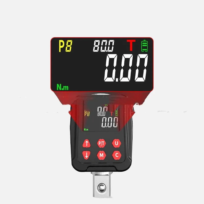 Digital torque meter with display screen and 1/2 inch square drive, metal body