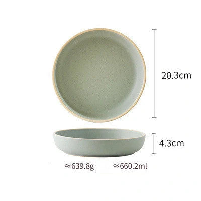 Pure Color Matte Ceramic Plate Set in pink, grey, white, and blue