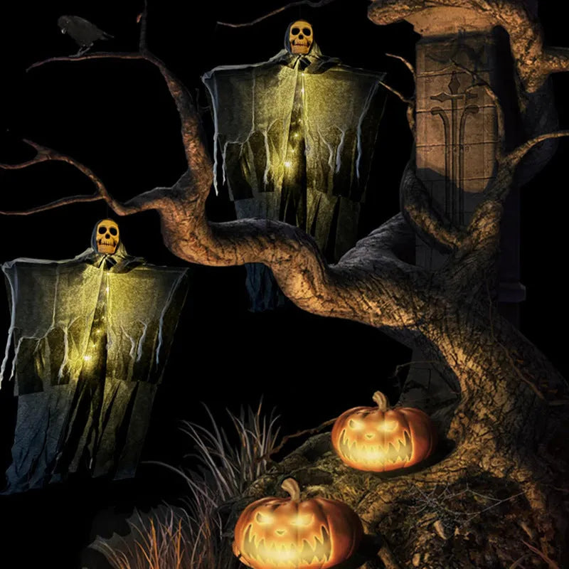 85cm Halloween hanging ghost skull skeleton prop in colour, purple, red, or warm colour for indoor outdoor yard party decoration