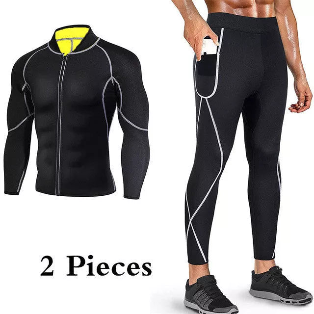 Men's versatile fitness suit with neoprene fabric for running, yoga, and sauna