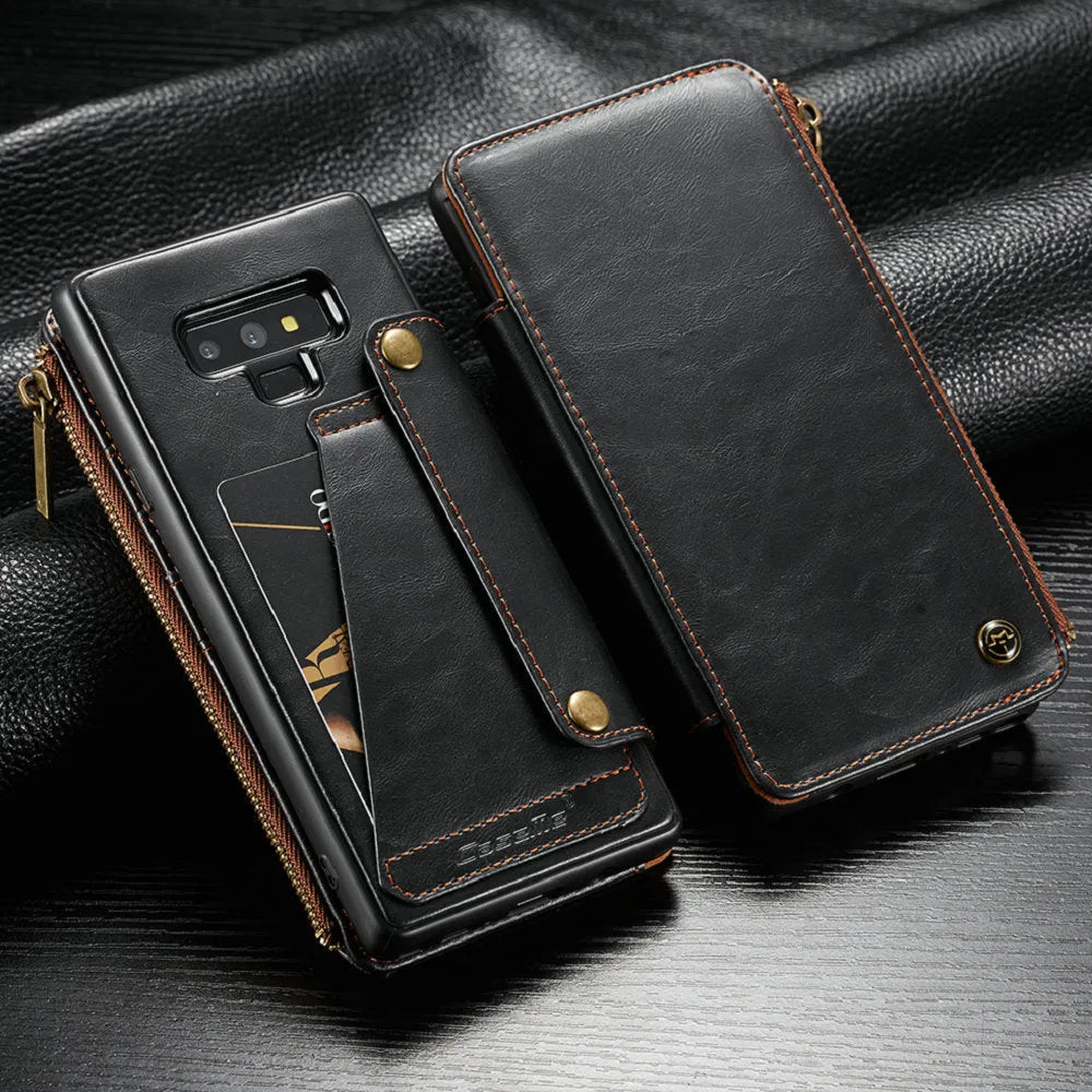 PU leather flip phone case for Samsung Note9 in black, brown, or red with anti-scratch protection