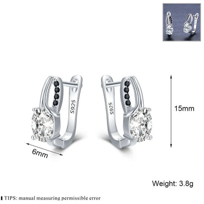 Elegant black copper zircon crystal stud earrings with a natural, timeless design