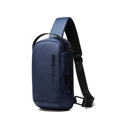 Men's Oxford cloth USB shoulder bag for business travel with polyester lining