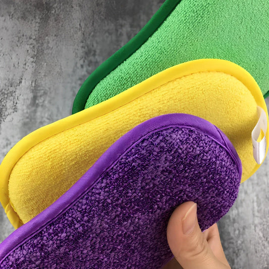 Kitchen cleaning towel with integrated sponge block and scouring pad surface measuring 30x40cm