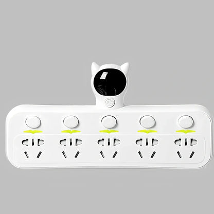 Smart socket with UK plug, LED indicators, USB ports and energy display