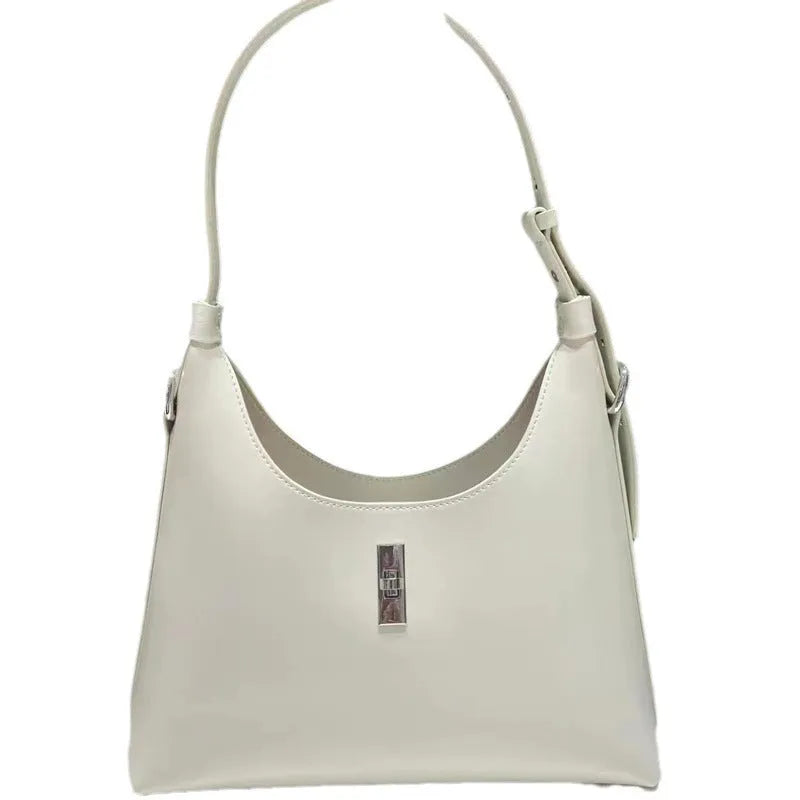 Genuine leather dumpling-shaped crossbody shoulder bag in six colour options showing sandwich pocket and internal organisation