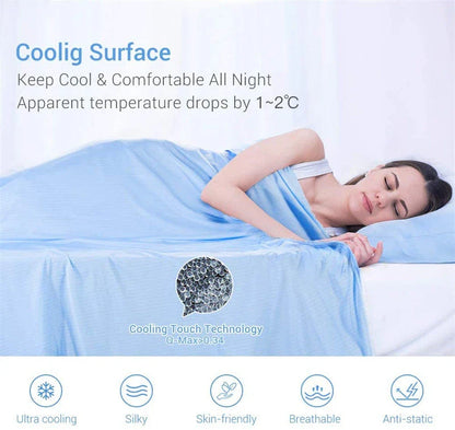 Cooling Comfort Blanket with Japanese Q-Max 0.4 cooling fibers for a refreshing sleep