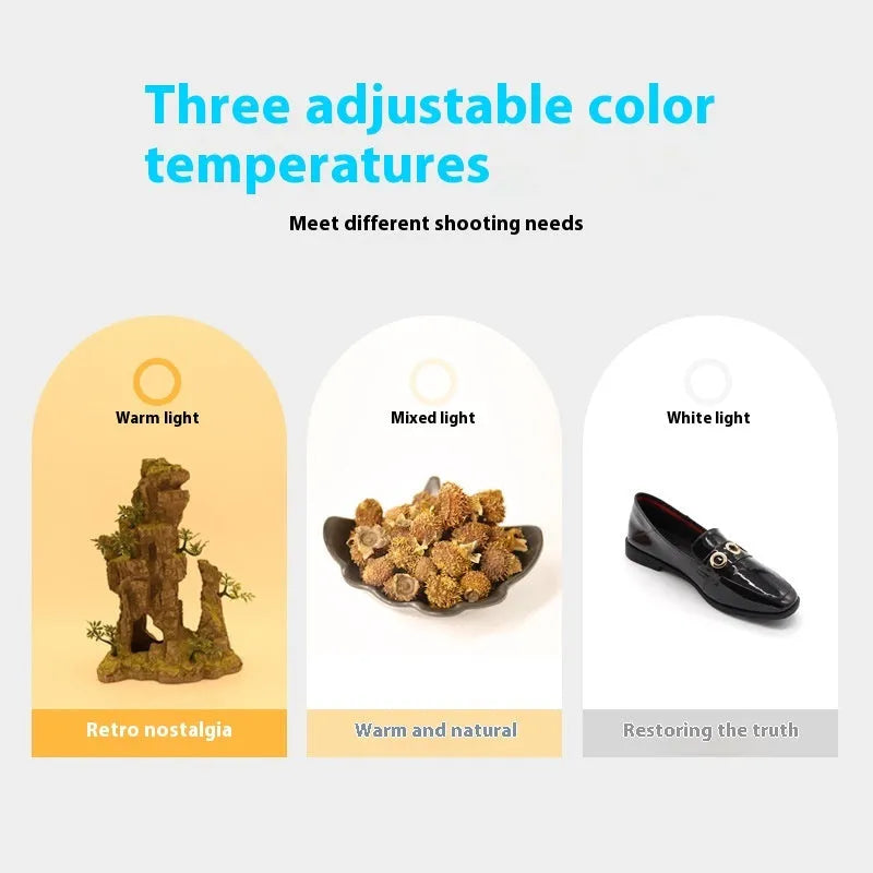 50cm studio light box with metal frame and three-colour temperature light board for product photography