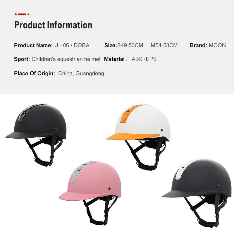 Equestrian helmet for horse riding in Bright Black colour, shown with ABS shell.