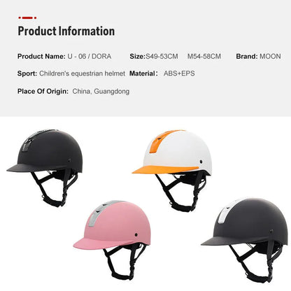 Equestrian helmet for horse riding in Bright Black colour, shown with ABS shell.