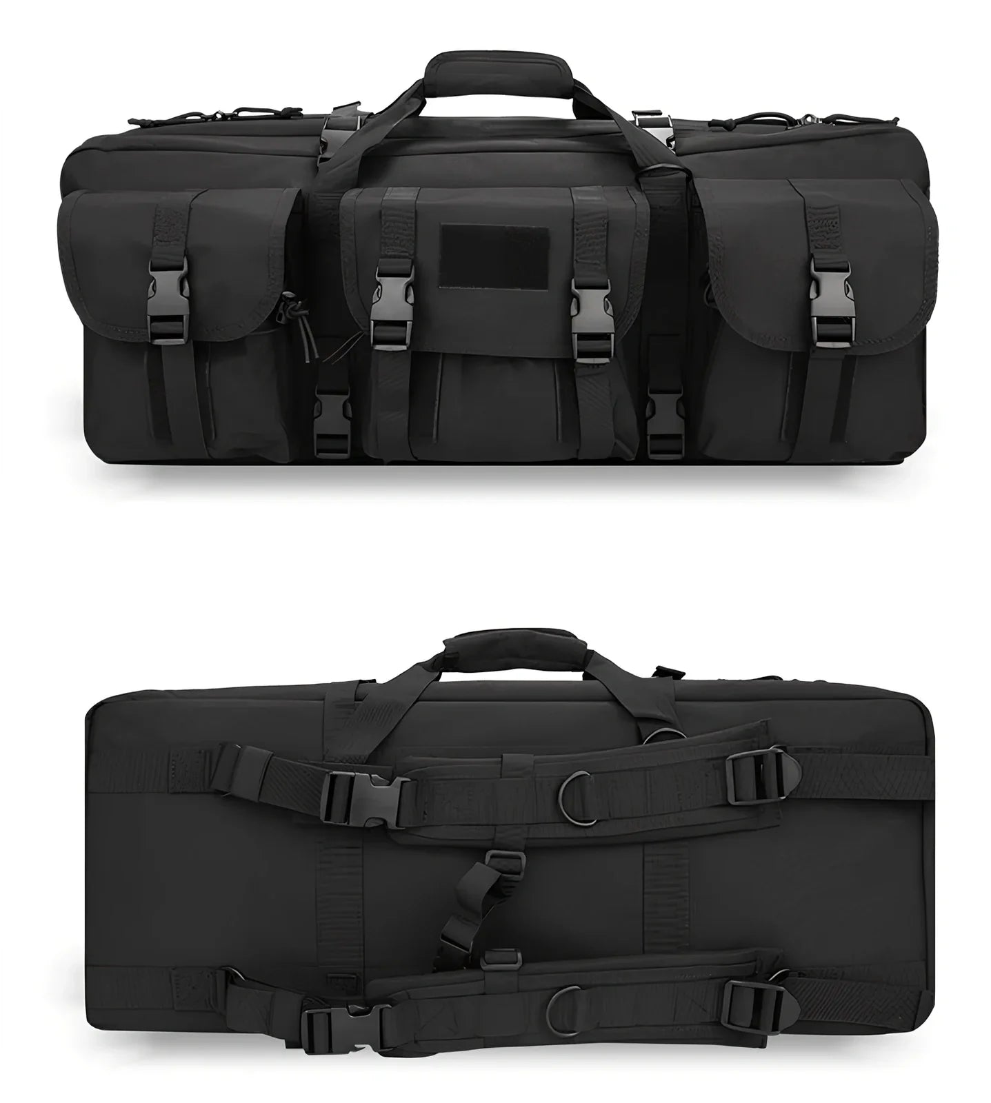 28-inch military tactical fishing bag with four compartments in black camouflage colour