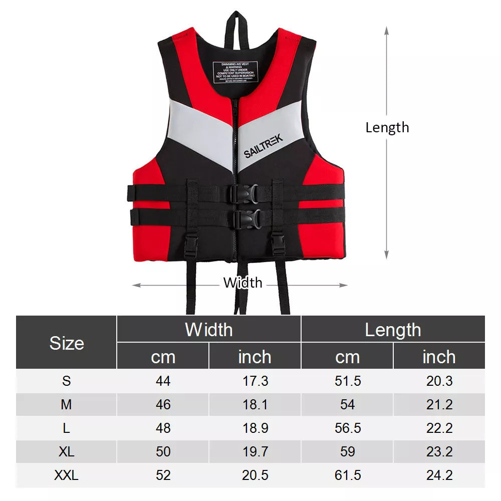 Professional life jacket with thickened buoyancy in red, orange, or green