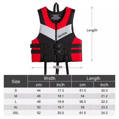Professional life jacket with thickened buoyancy in red, orange, or green