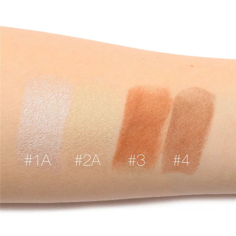 Powder face contour highlighter compact with four colour shade options for targeted facial highlighting