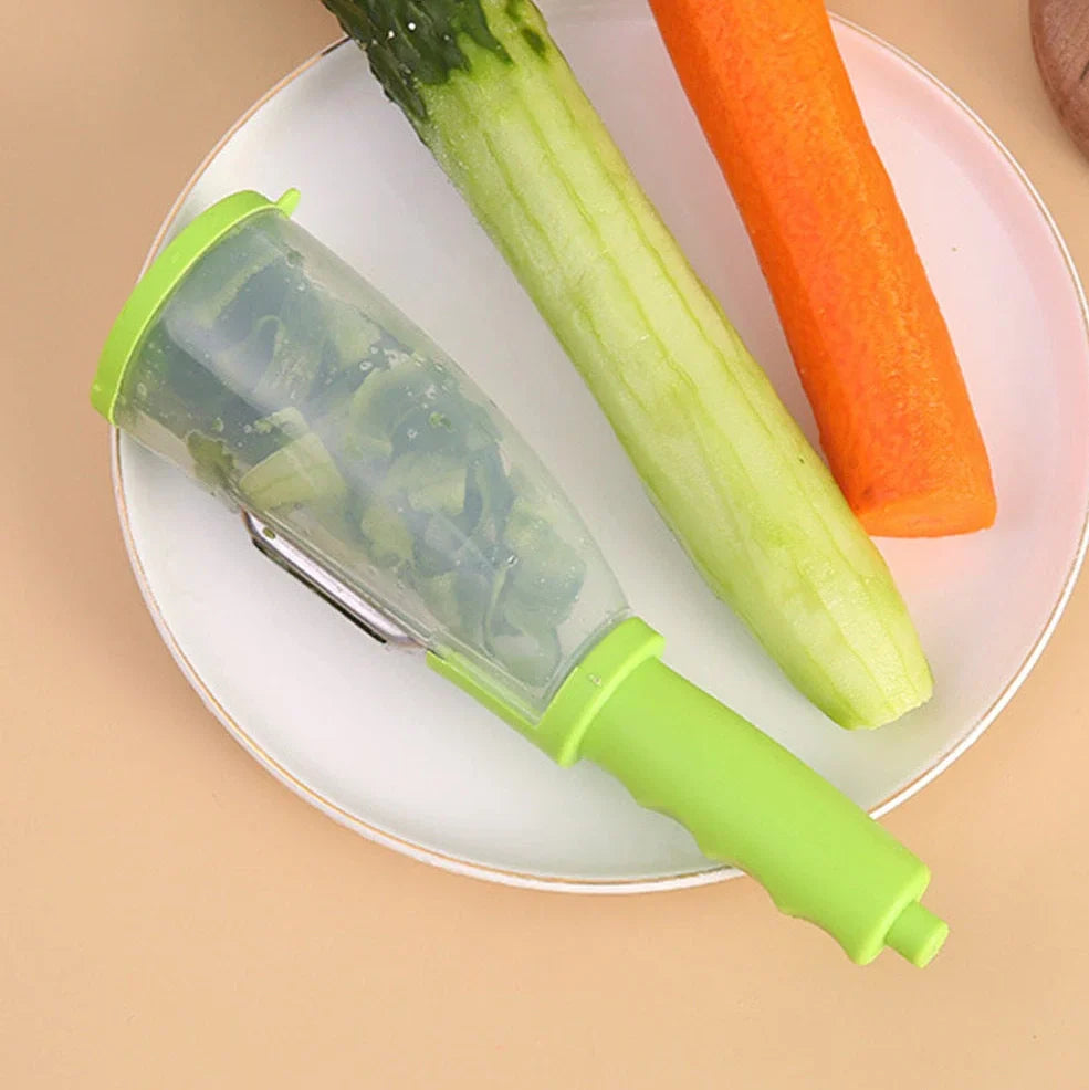 Grass green vegetable peeling knife with 20cm stainless steel blade and storage compartment