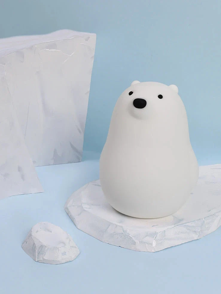 Little White Bear 15cm silicone night light with white LED illumination and USB power connection