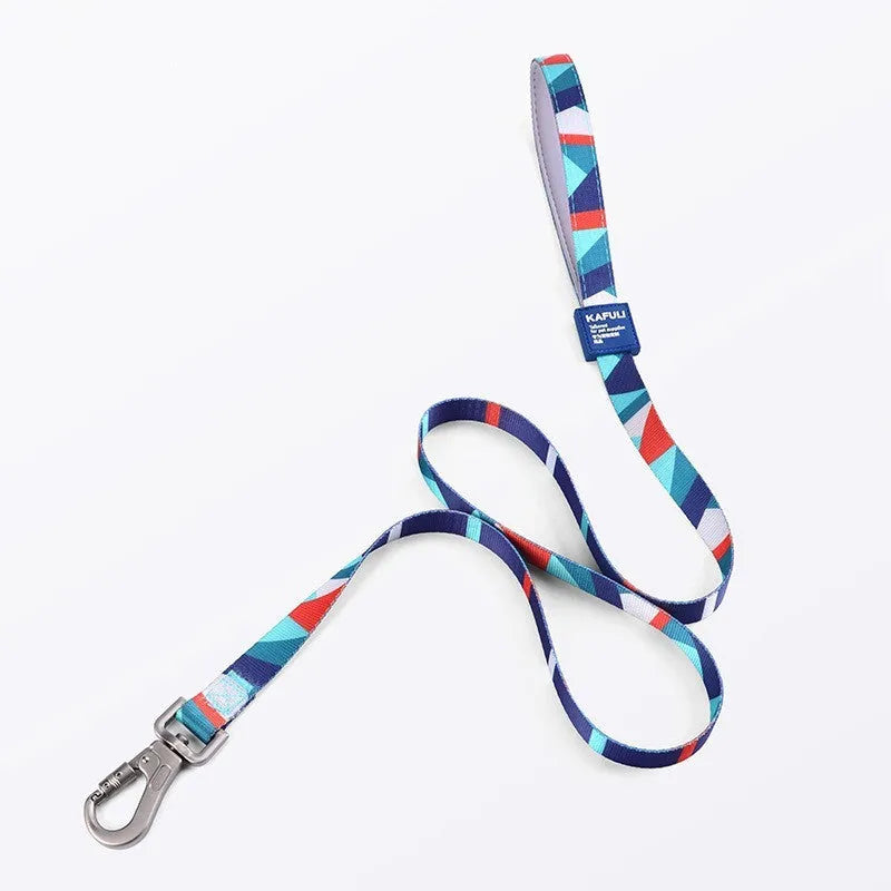 Polyester dog haulage vest with matching lead rope in blue, pink or green