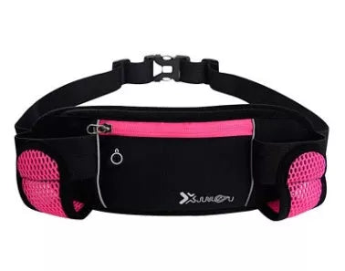 Outdoor sports running belt with multi-function pockets for phone and bottle, available in multiple colors