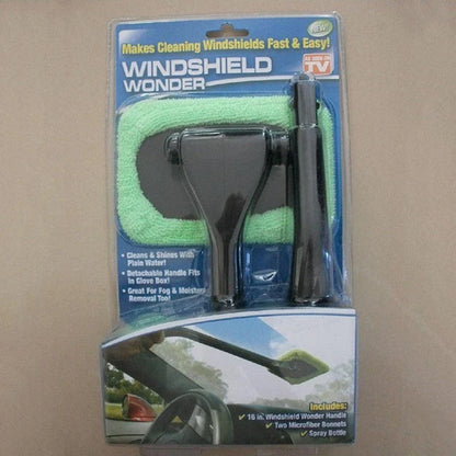 Versatile car window cleaning tool with long handle and microfiber pad for easy, streak-free window cleaning