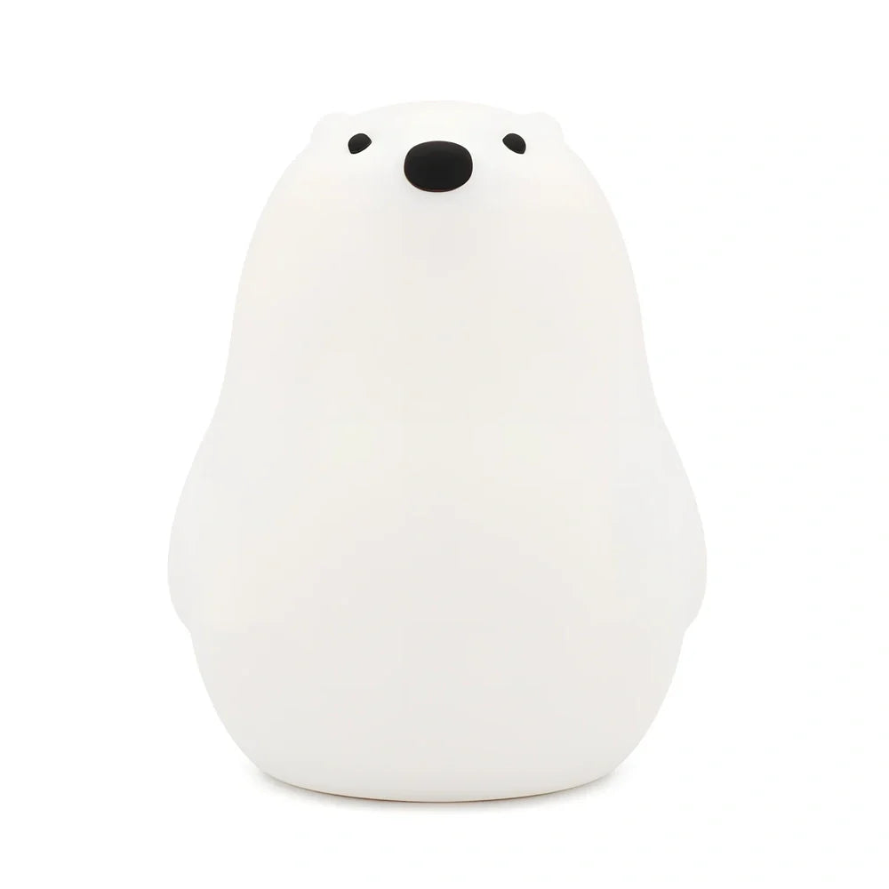 Little White Bear 15cm silicone night light with white LED illumination and USB power connection