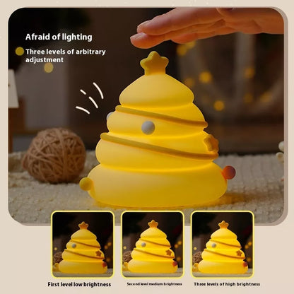 USB Rechargeable Christmas Tree Silicone Night Light with warm glow for eye protection