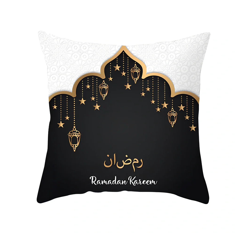 Single-sided digital printed peach skin pillowcase measuring 44cm for Ramadan Eid decor