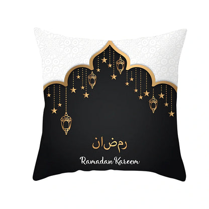 Single-sided digital printed peach skin pillowcase measuring 44cm for Ramadan Eid decor