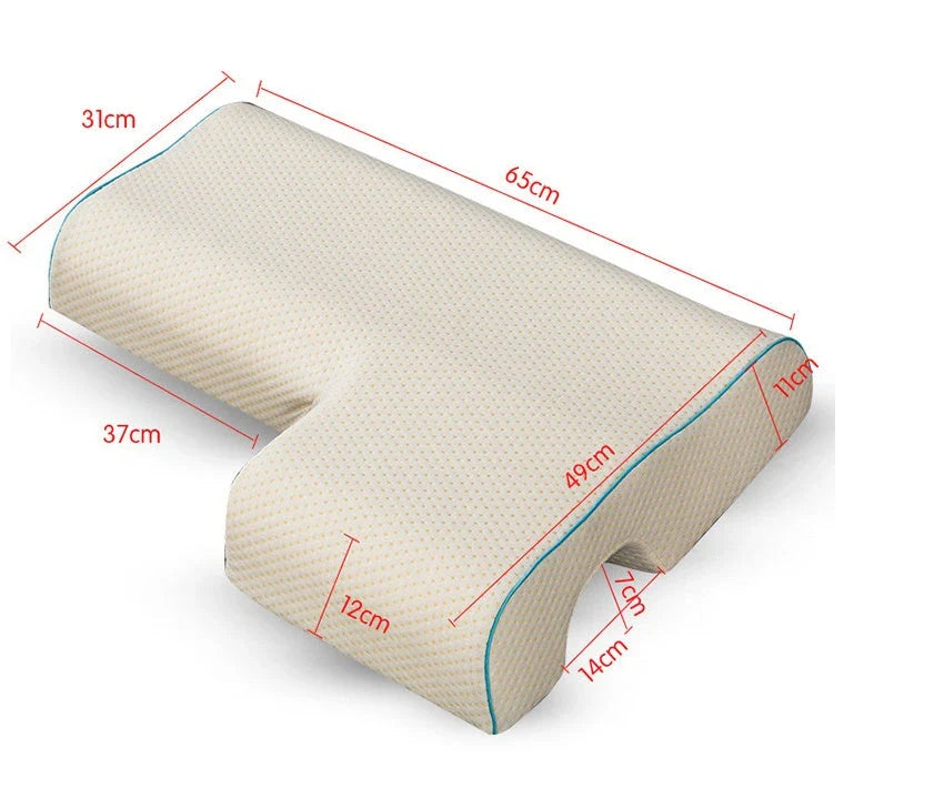 Cozy couple's memory foam pillow with pressure relief groove and cervical support