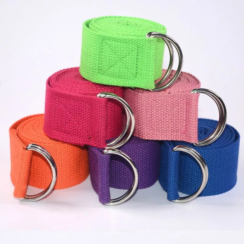 Adjustable cotton yoga tension band in various colors for enhanced flexibility and strength training