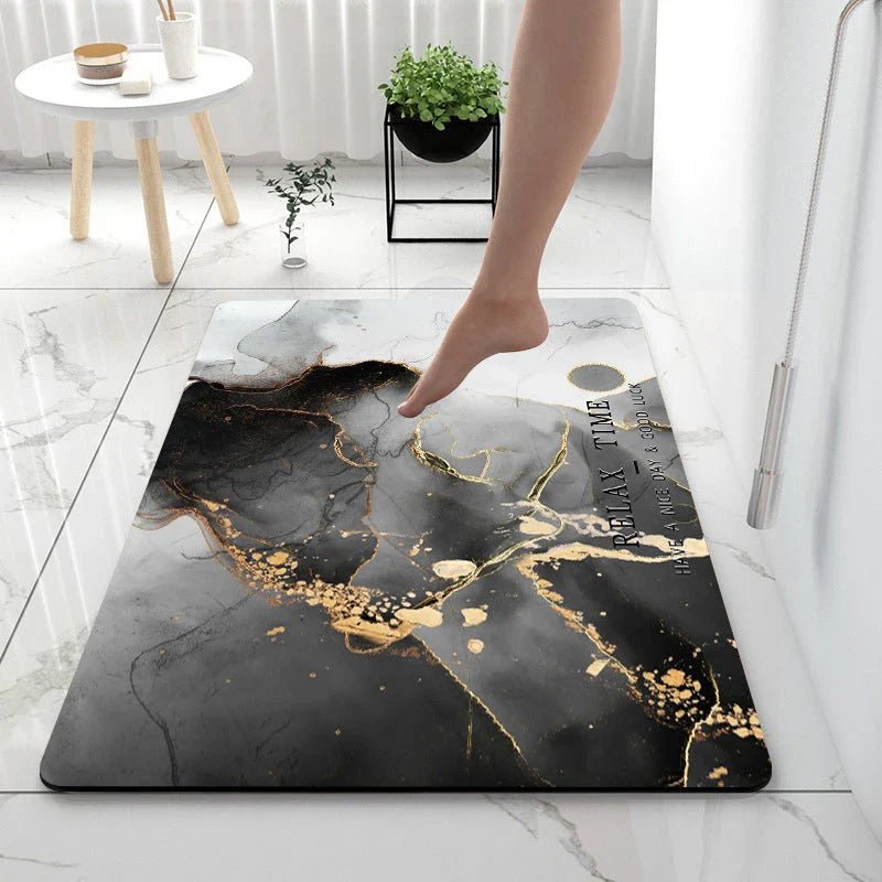 Premium anti-slip bathroom floor mat with durable diatom mud fabric and sponge-rubber base for superior moisture absorption and safety